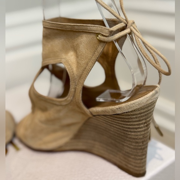 We Love Our Suede Aquazzura Sandals. This Is Barely Worn Light Suede With A Heel - Picture 3 of 9